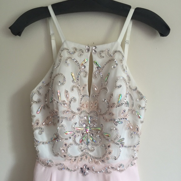 Xscape Gem Embellished Bodice Halter Dress Sz 6 - Picture 3 of 10